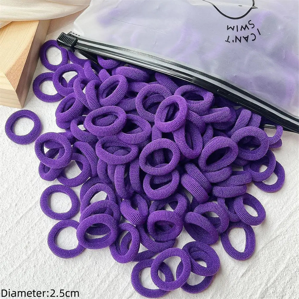 50pcs Black Elastic Hair Band Leagues Ties Colets Scrunchies Springs Gum Accessory For Girl Women No Damage Pigtails Holder Set