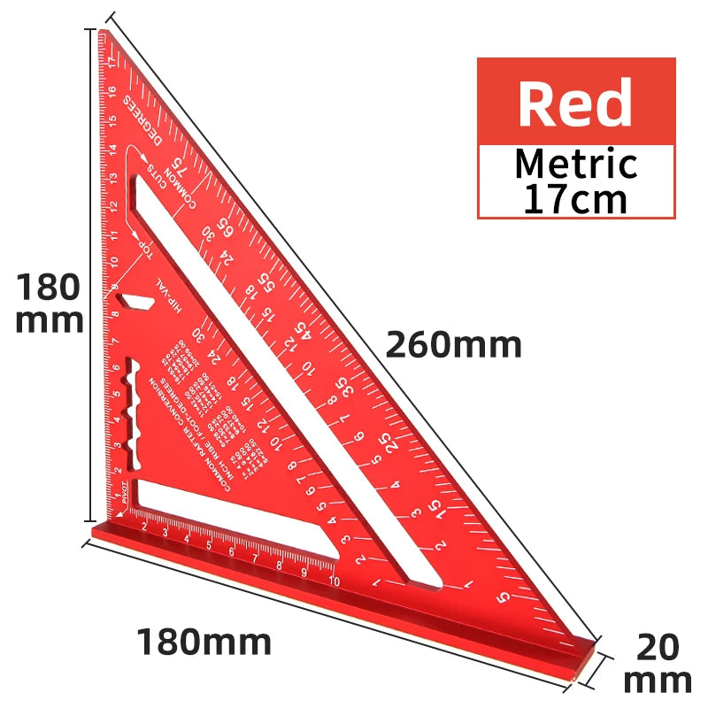7" Aluminum Alloy Try Square & Triangle Ruler — Carpenter Measuring Tool