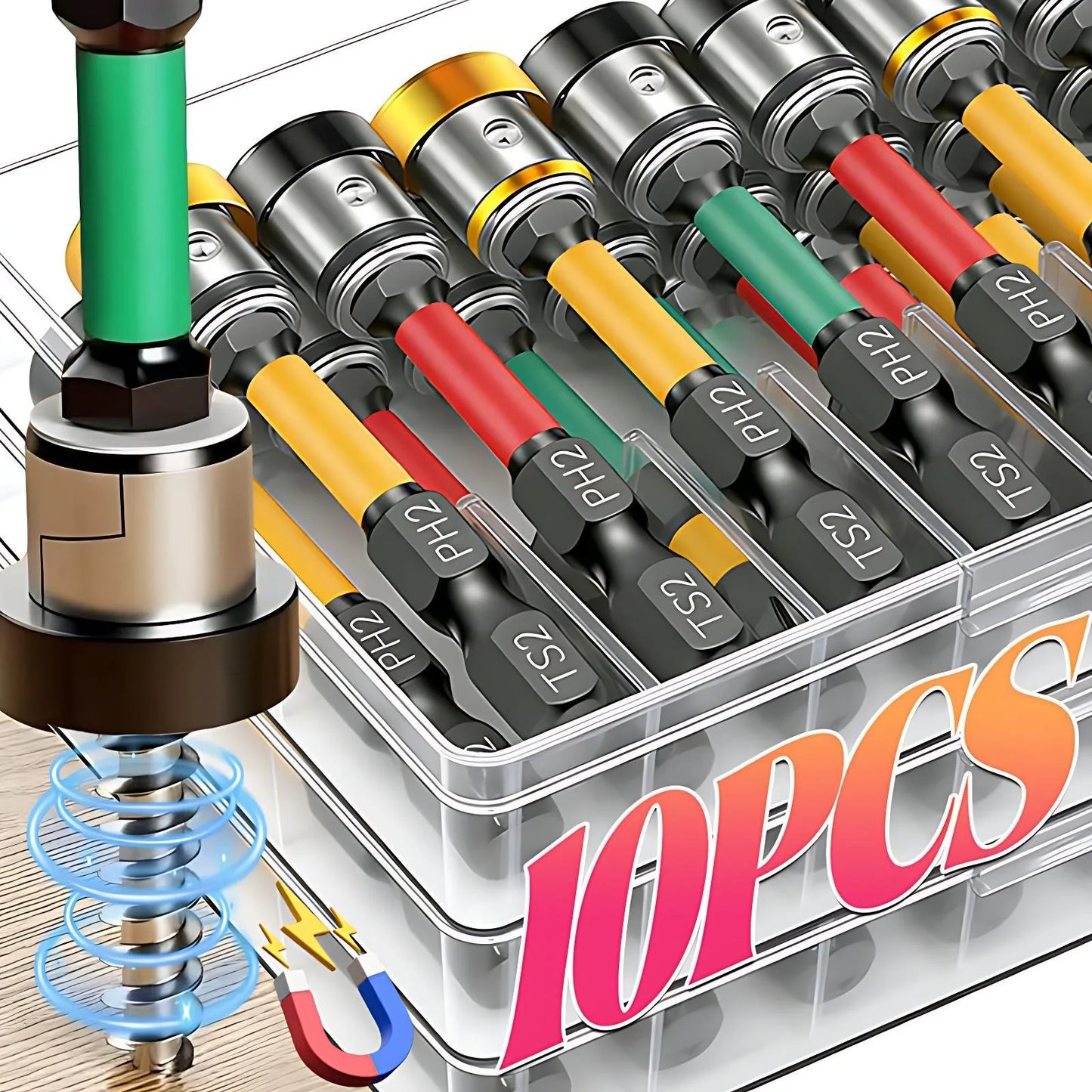 Magnetic Locating Screwdriver Bit S2 Steel PH2 Magnetic Tips Hex Shank Locating Batch Head Plasterboard Position Screwdriver Bit