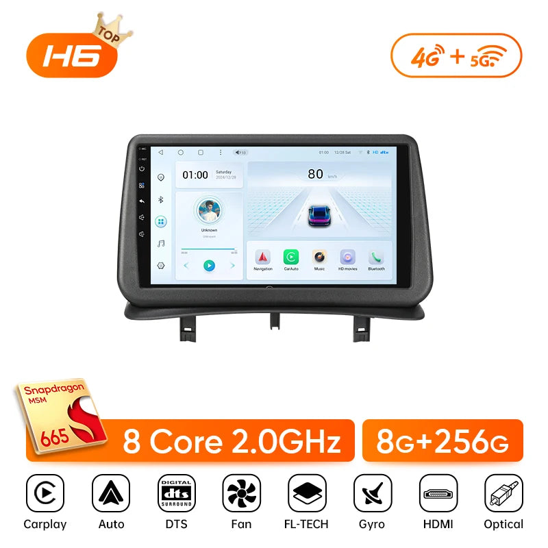 Car Stereo with Apple CarPlay & Android Auto, Compatible with Renault Clio 3 (2005-2014)