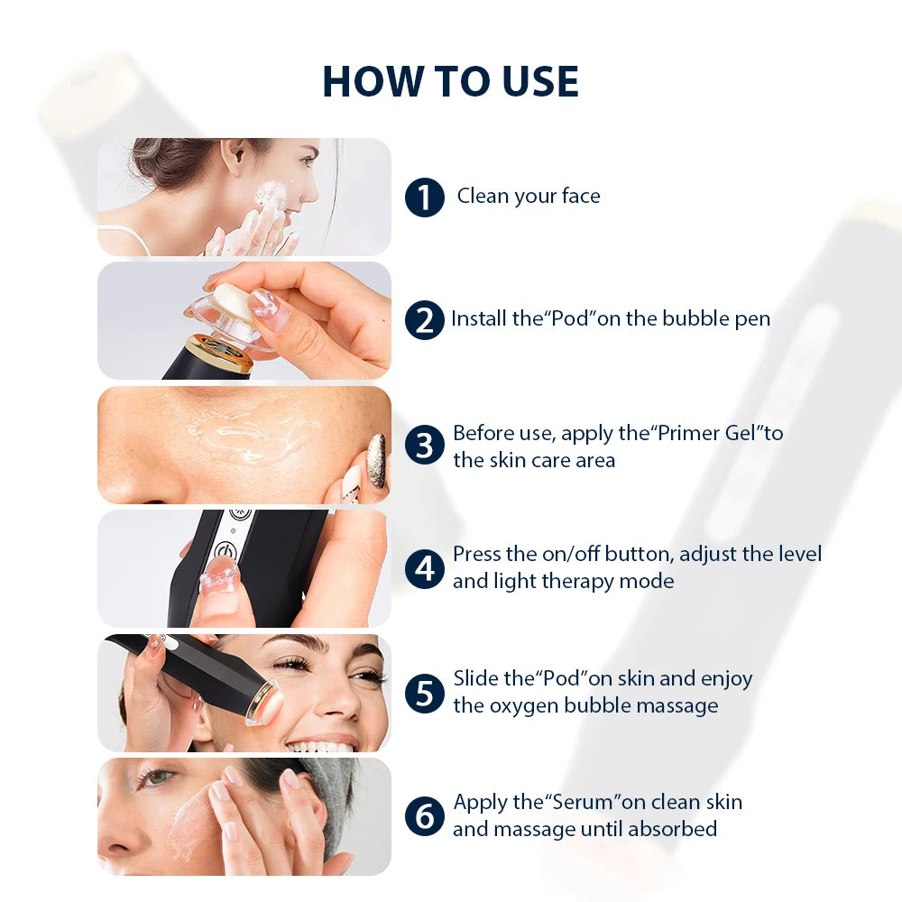 Oxygen Bubble Pen 7 Color Facial CO2 Oxygen Bubble Machine Can Be Matched Serum Gel Facial Skin Care Device Facial SPA CO2