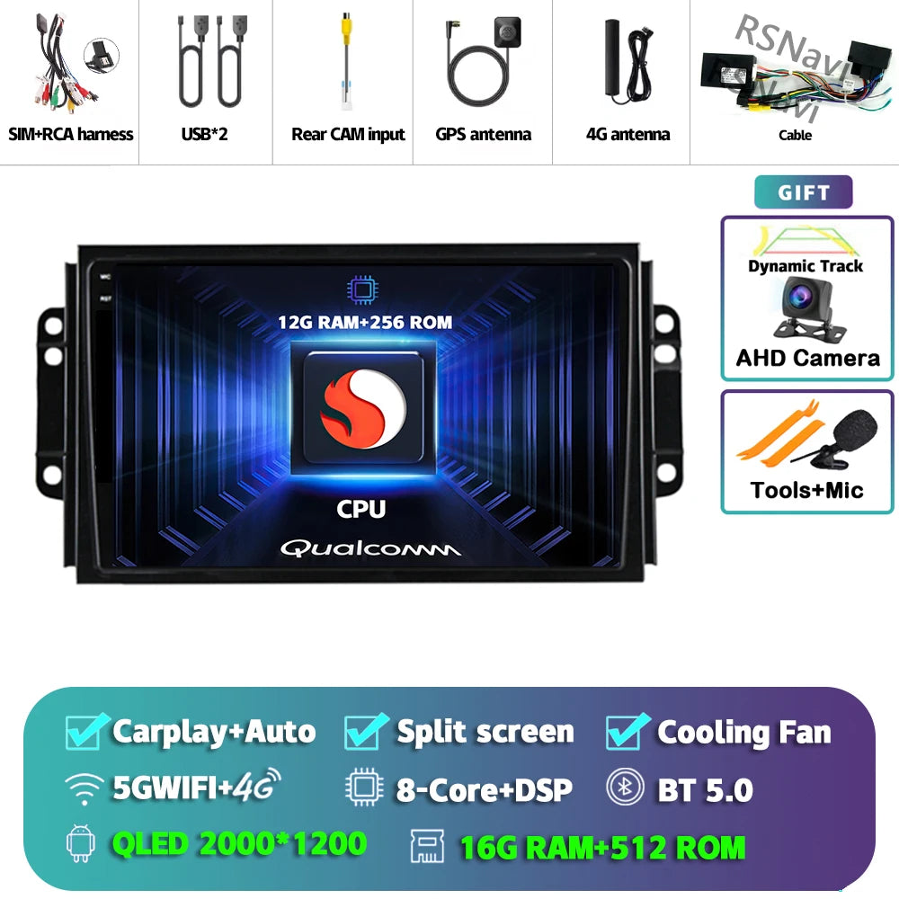 Car Stereo with Apple CarPlay & Android Auto, Compatible with Chery Tiggo 3 3X & Tiggo 2 (2016-2020)