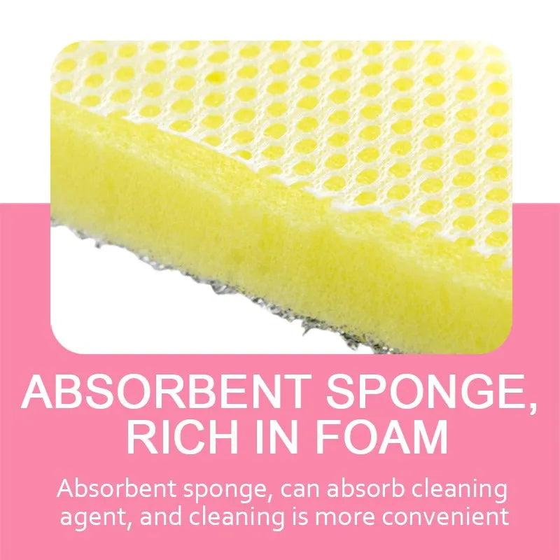 Kitchen Double-Sided Dishwashing Sponge Reusable Brushing Pots Wipes Pans Cleaning Cloth Home Grease Removal Dishwashing Cloth