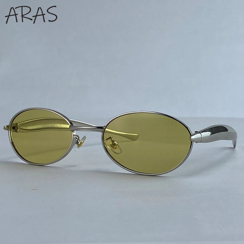 Small Oval Punk Sunglasses for Women — Metal Frame, UV400