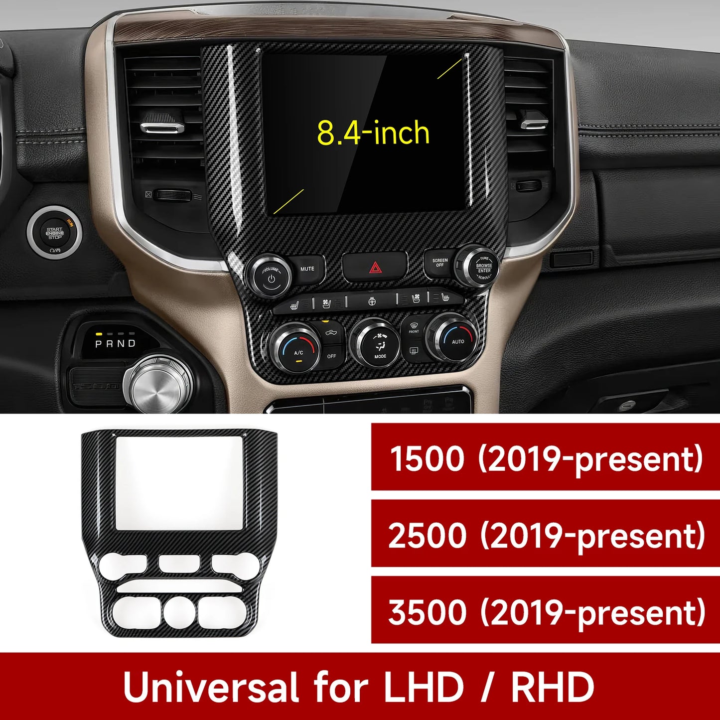 Carbon Fiber Interior Trim Sticker Kit for Dodge RAM 1500/2500/3500 2019-2026