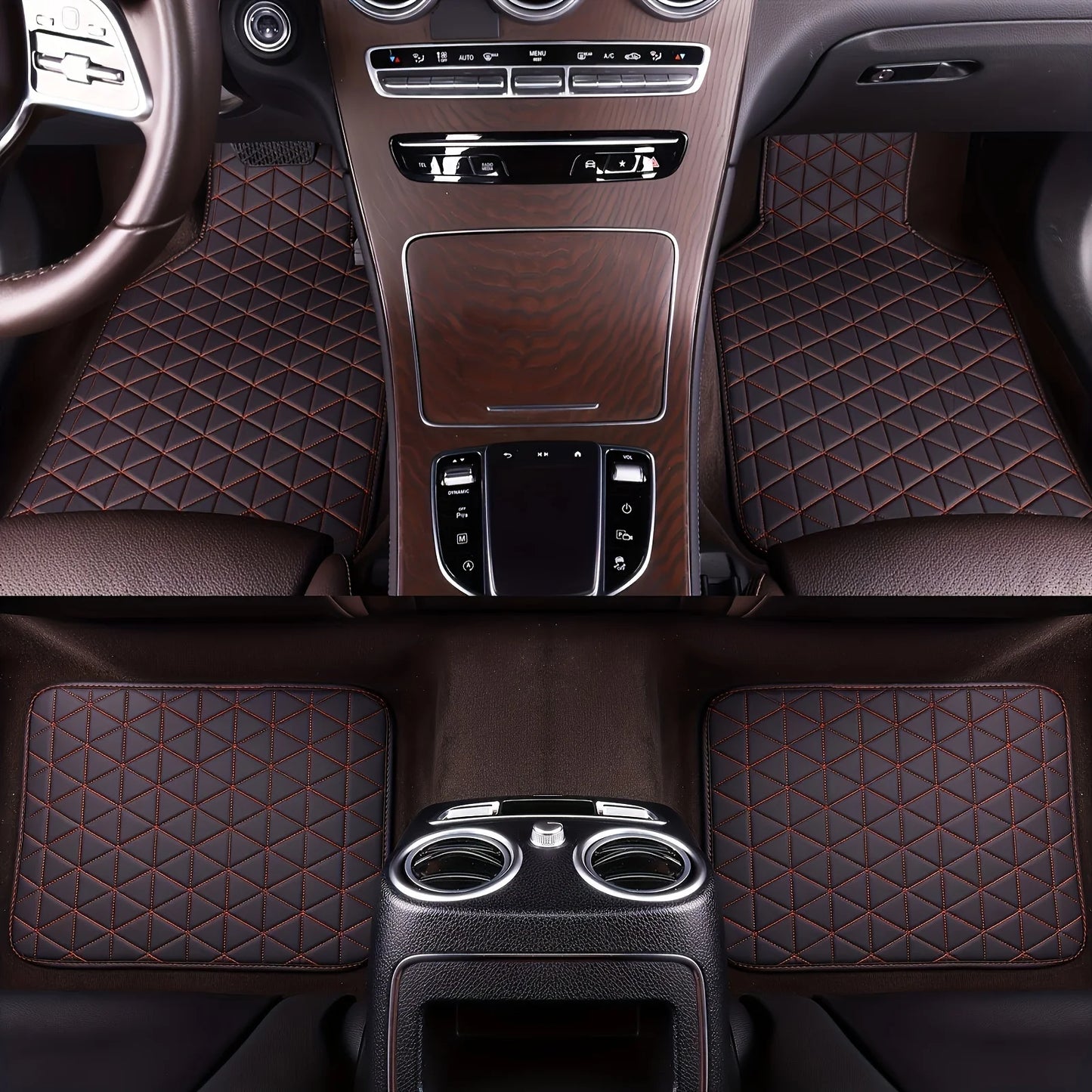 4-piece waterproof PU leather car floor mat - durable and fashionable, all-weather protection, easy to clean, enhances interior