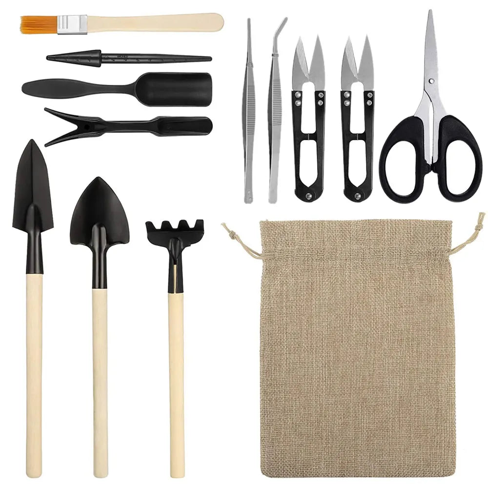 13-Piece Mini Garden Tool Set – Shovel, Rake & Bonsai Tools for Succulents & Potted Plants