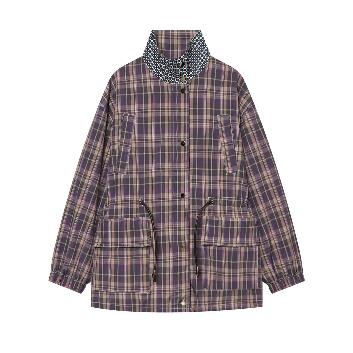 Women's Oversized Plaid Jacket - Long Sleeve Casual Autumn Coat - photo 10