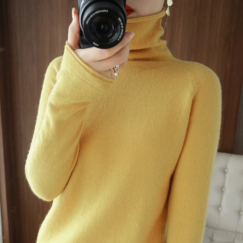 Women's Slim Turtleneck Knit Pullover - Soft Solid Bottoming Sweater - photo 13