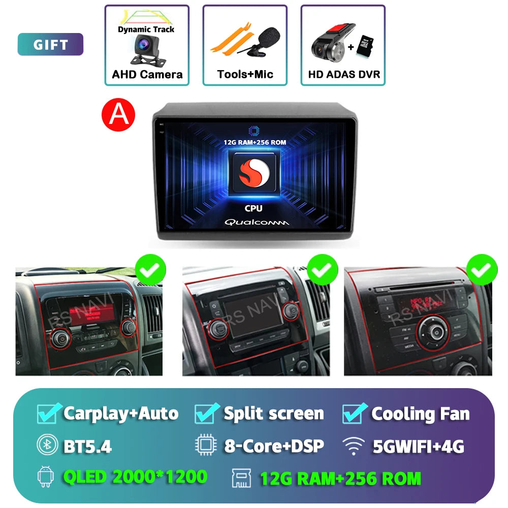 Android 16 For Fiat Ducato Peugeot Boxer Citroen Jumper 2006-2022 2K QLED Android Car Radio Multimedia stereo Player GPS CarPlay
