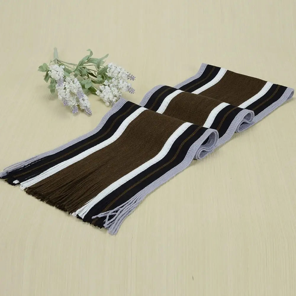 Men's Striped Winter Scarf with Tassels - Long Cashmere-Feel Wrap - photo 12