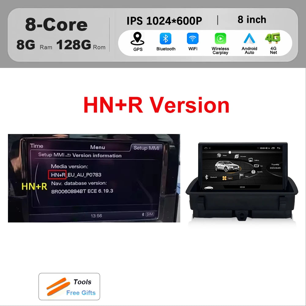 Wireless CarPlay Android 16 For Audi Q3 2011 - 2018 Car Multimedia Radio Navigation GPS WIFI Wired Auto DSP 8 inch Touch Screen