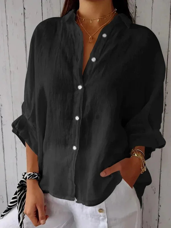 Women's Cotton-Linen T-Shirt — Loose Casual Short-Sleeve Summer Top