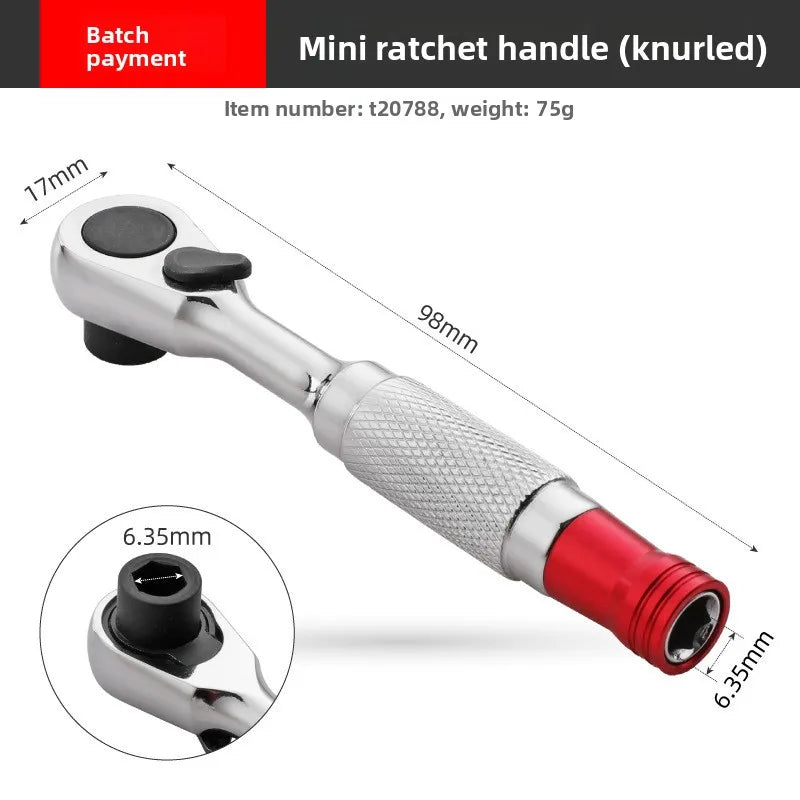 1/4 Ratchet Double Head Fast Ratchet Wrench Double-Ended Mini Socket Wrench Set Bicycle Workshop Tool Hand Tools