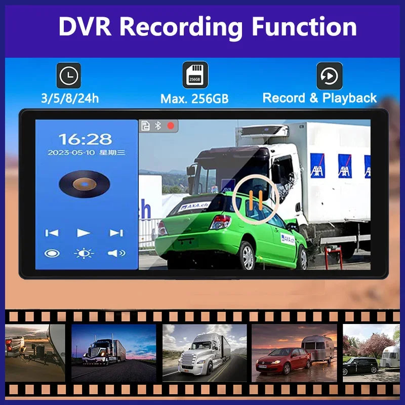 10.36 Inch 4 Channels Vehicle DVR Recorder Smart Blind Spot Radar BSD Alarm 1080P AHD Cameras Monitor For Truck Bus Trailer
