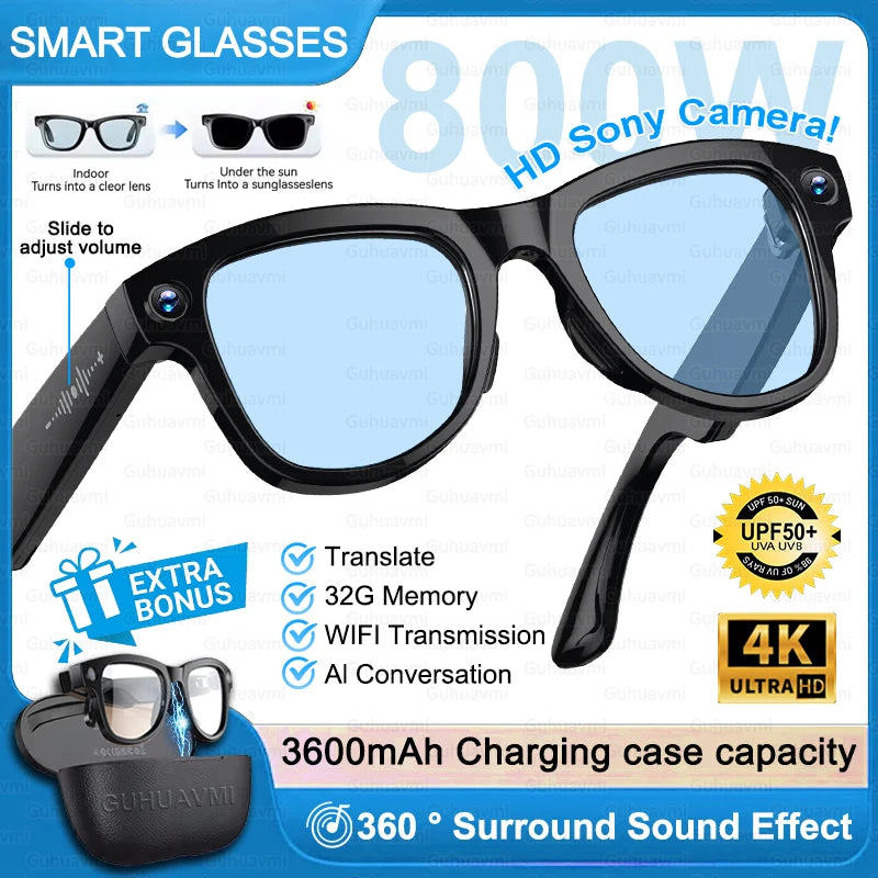 AI Smart Glasses — 4K Camera, Translation & Charging Case