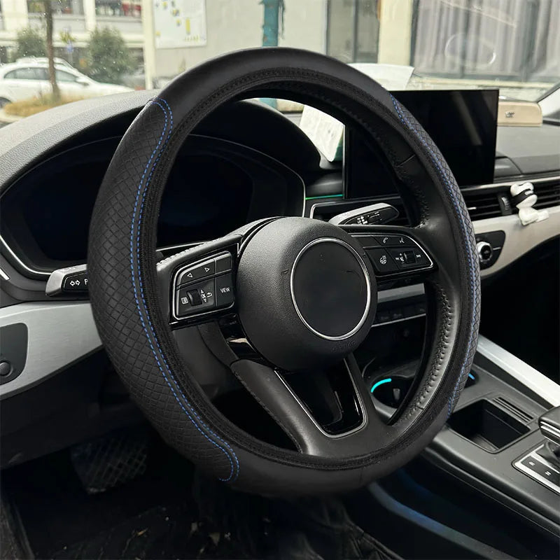 A Comfortable Soft PU elastomeric stretchable automotive steering wheel cover without inner ring fits 37-38CM