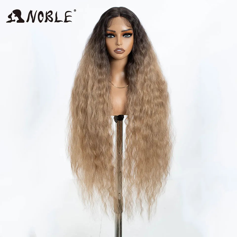 Noble Cosplay Synthetic Lace Wigs For Black Women Long Curly Hair 42 Inch Cosplay Blonde Ombre Lace Front Wig Synthetic Lace Wig