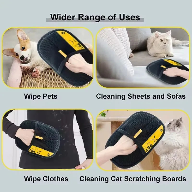 Electrostatic Pet Hair Remover Grooming Gloves – Reusable Washable with 2-in-1 Lint Roller Brush | 1, 2 or 5 Pack