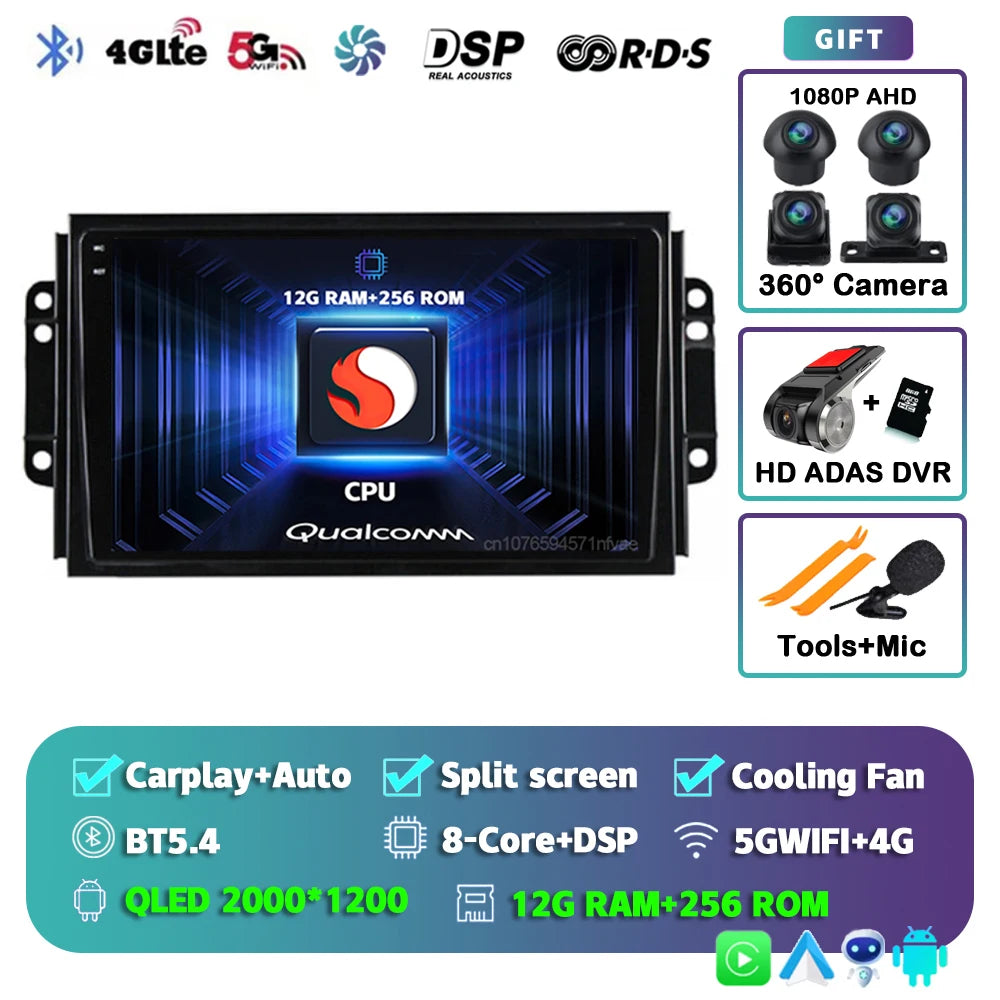 Car Stereo with Apple CarPlay & Android Auto, Compatible with Chery Tiggo 3 3X & Tiggo 2 (2016-2020)