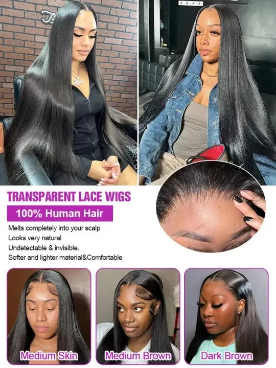 40-46 inch Bone Straight Lace Frontal Wig | 13x4 13x6 HD Human Hair