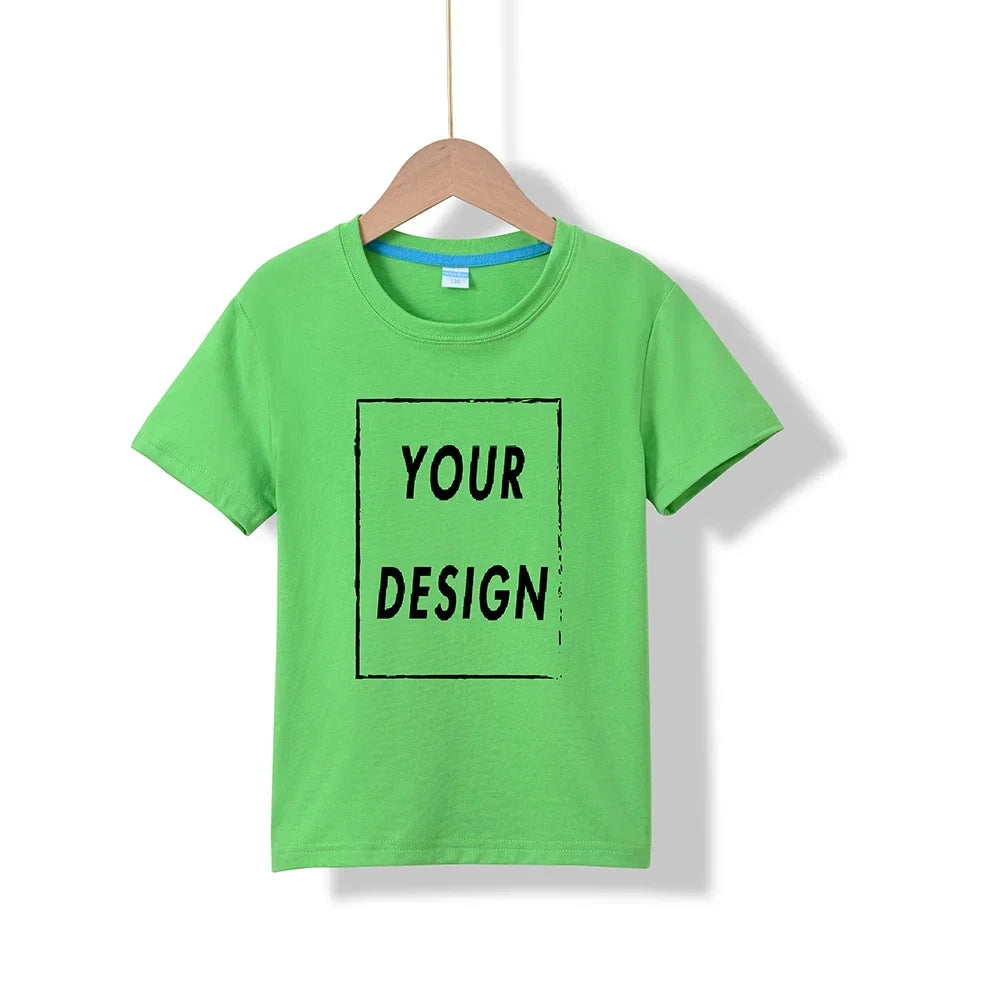 2025 Free Customized Front and Rear Logo Children's Cotton T-shirt, the Best Gift for Boys and Girls