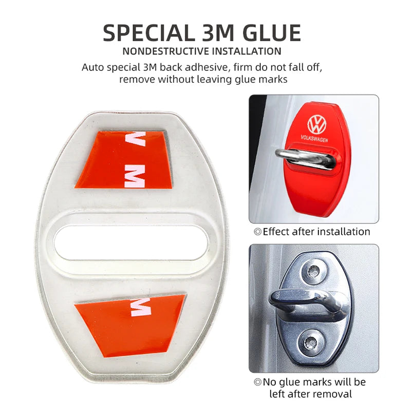4Pcs Car Door Lock Protective Cover Sticker – Compatible with Volkswagen Golf, Polo, Passat, Tiguan, Jetta, T-Roc