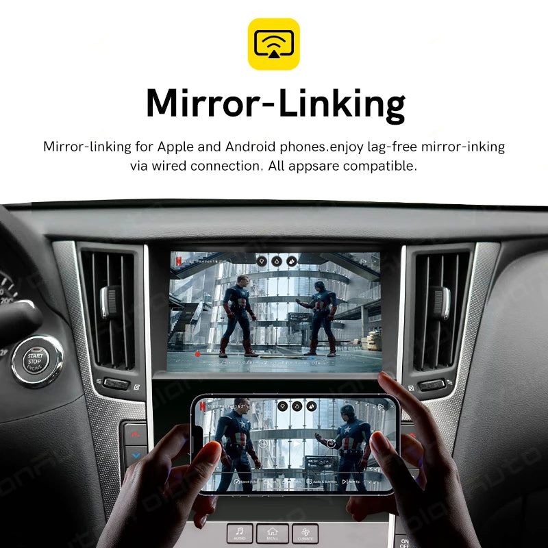 YolanAuto Wireless CarPlay Android Auto for Infiniti Q50 Q50L Q60 QX50 QX60 QX70 2013-2019 Support GPS Music Airplay 360 Camera