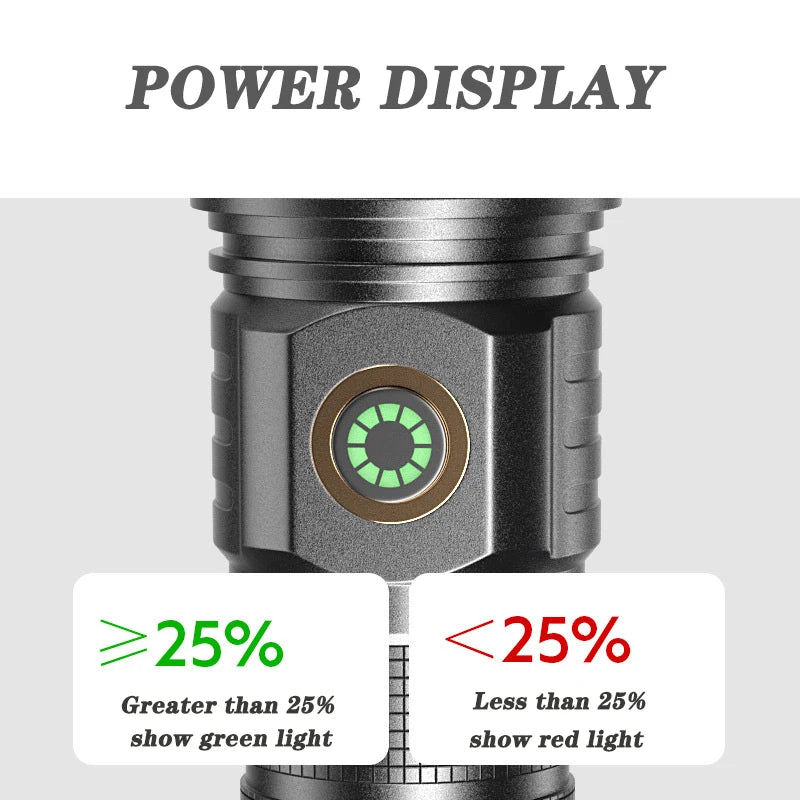 USB Rechargeable 30W High Power LED Flashlight Waterproof 5 Modes Tactical Torch Super Long Shot for Outdoor Camping