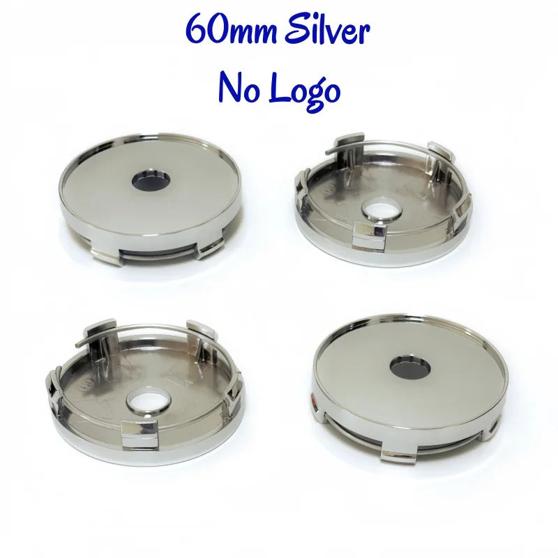 New 4pcs/Set No Logo 48mm 50mm 56mm 60mm 65mm 68mm Rim Blank Base Black Silver Tire Hub Caps External Refit Car Styling Accessor