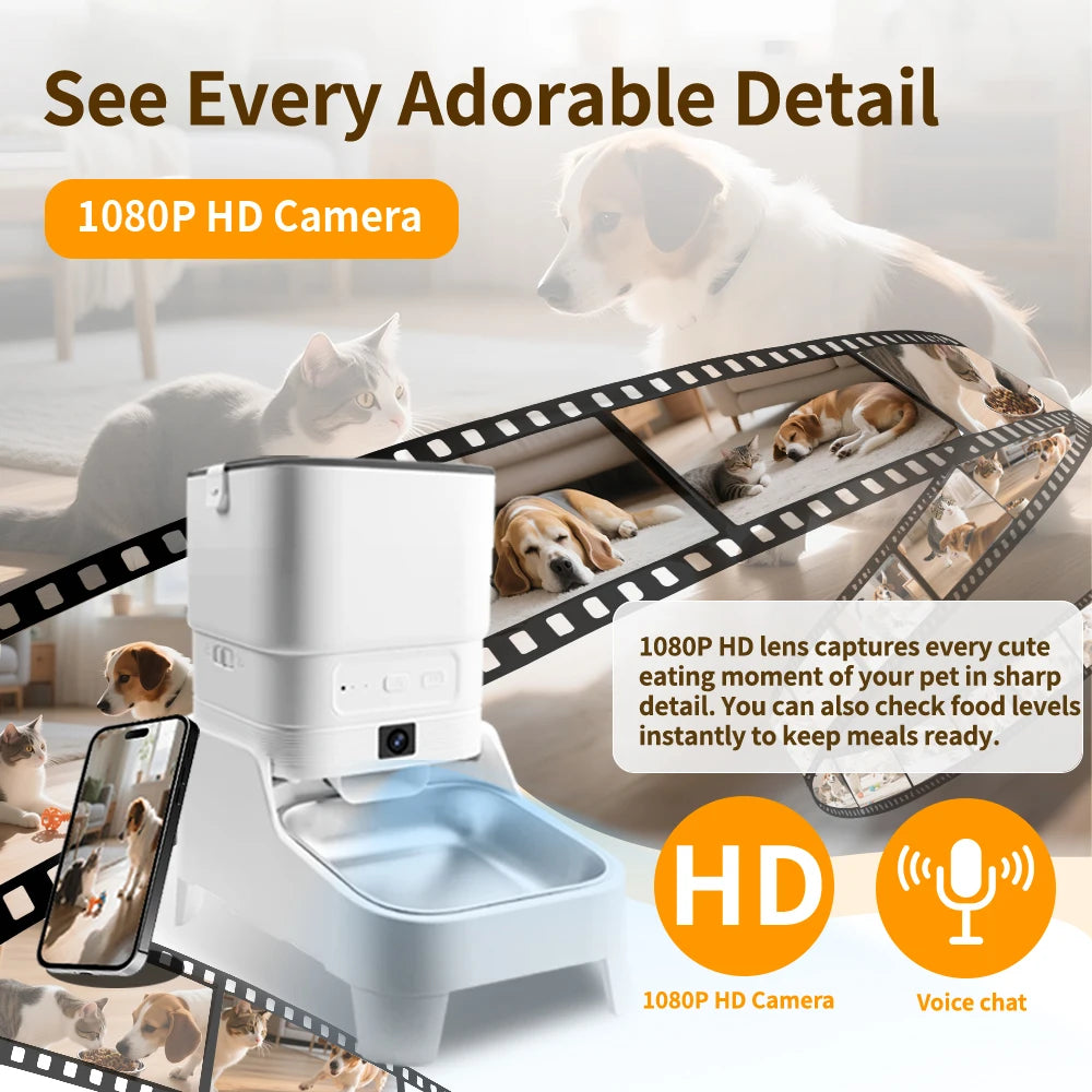 FURPIPI Smart Pet Feeder with 1080P Elevated Camera – Tuya App Control | 4.5L Auto Cat & Dog Food Dispenser