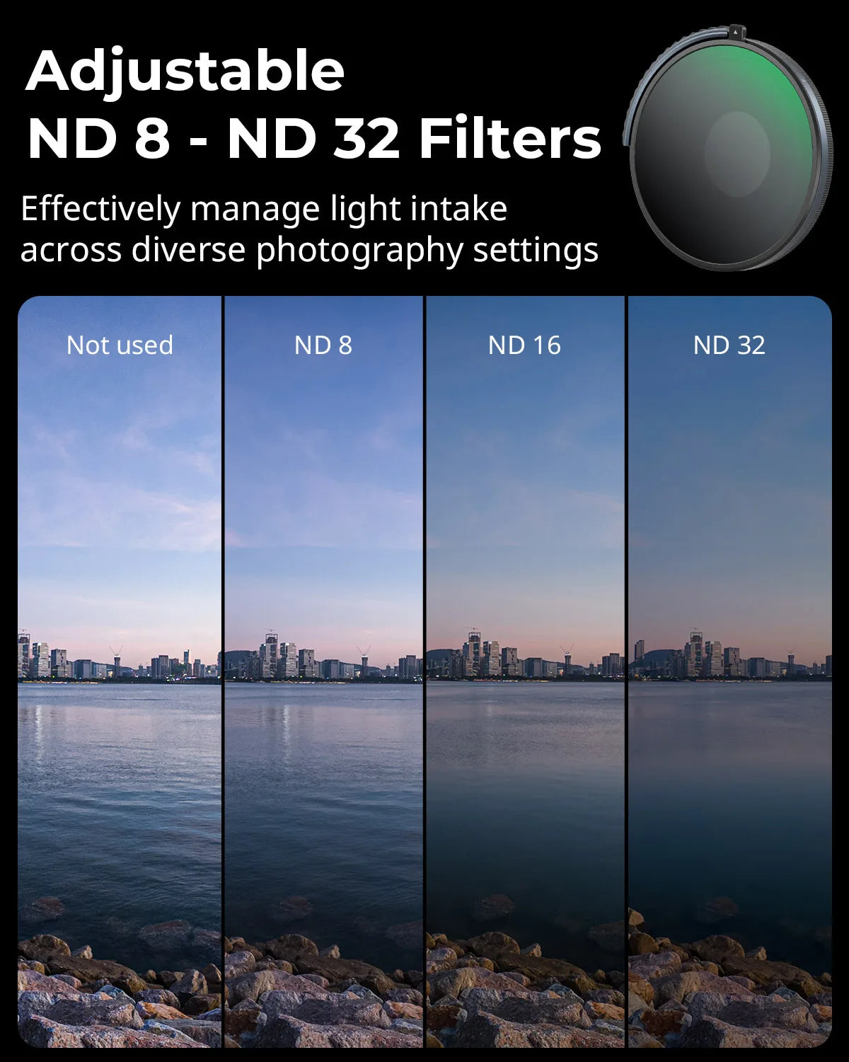 SmallRig CPL & VND 3-5 Filter for DJI Osmo Action 4 Combining ND8 ND16 ND32 CPL Fiter into One, Multicoated HD Optical Glass4941