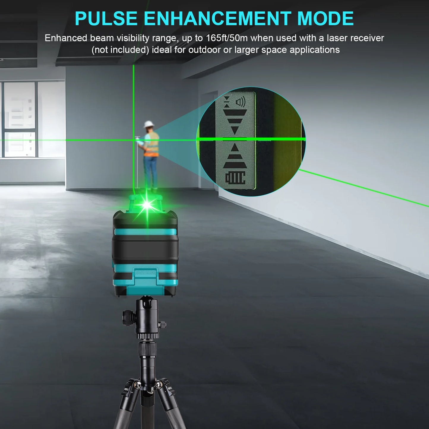 Kiprim Laser Level 2/5 Lines 360° – Automatic Self-Leveling Green Light Cross Laser for Construction