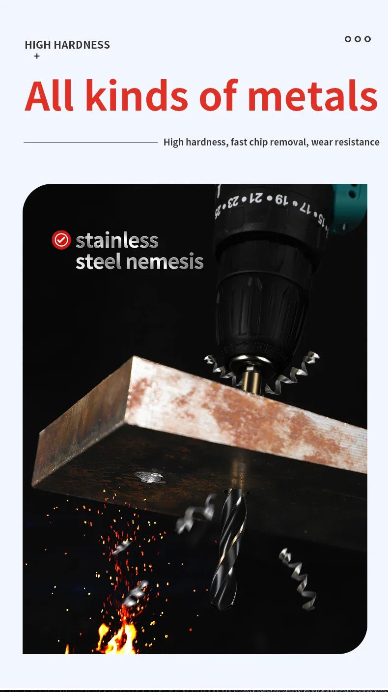 1.5-7.5mm Hex Shank Twist Drill Bit Wood Metal Hole Cutter Core Drilling Tool Cobalt Carbide Tip Flat Drill Bits HSS