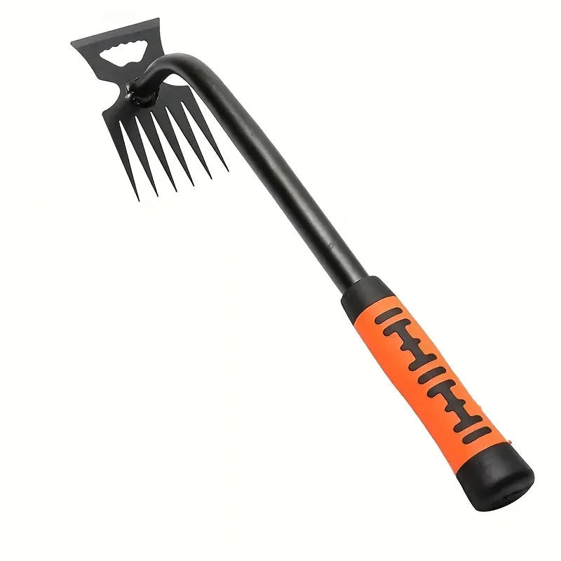 2-in-1 Garden Weeding Rake — Carbon Steel Weeder & Soil Loosener