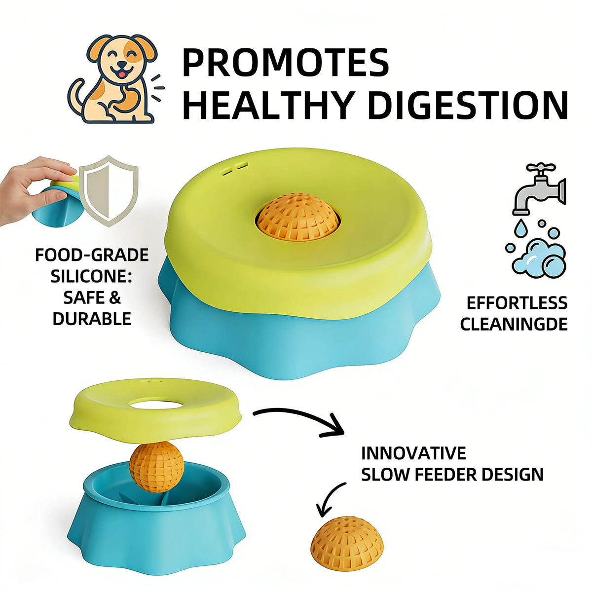 Dog Lick Bowl with Rolling Ball - Slow Feeder for Wet Food & Water - photo 6