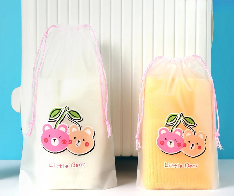 PE Dinosaur Bundle Pocket Plastic Drawstring Bag Frosted Shoes Travel Storage Bag Transparent Clothes Socks Shoes Plastic Bag