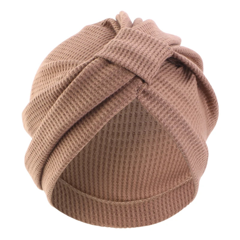 Women's Waffle Cotton Head Scarf Hat