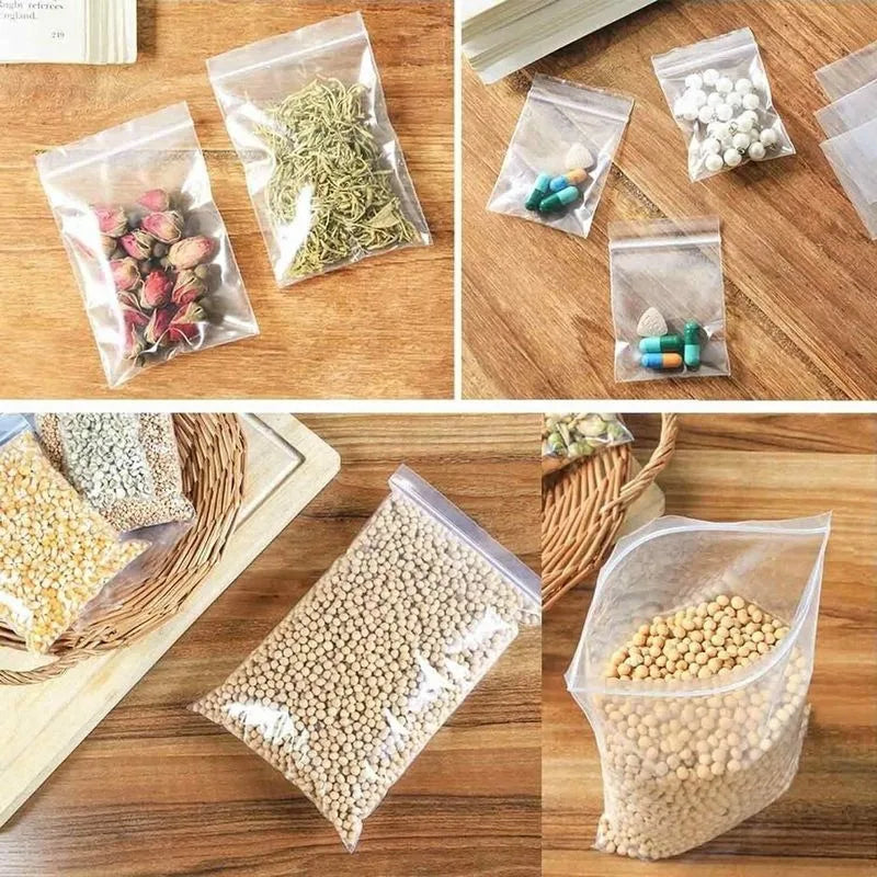 100PCS Thicken Ziplock Sealed Bags – Clear PA+PE Plastic Storage for Jewelry, Food & Packing