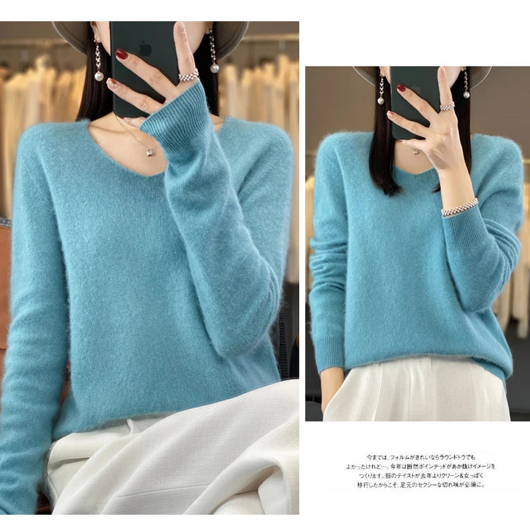 Women's Merino Wool V-Neck Sweater