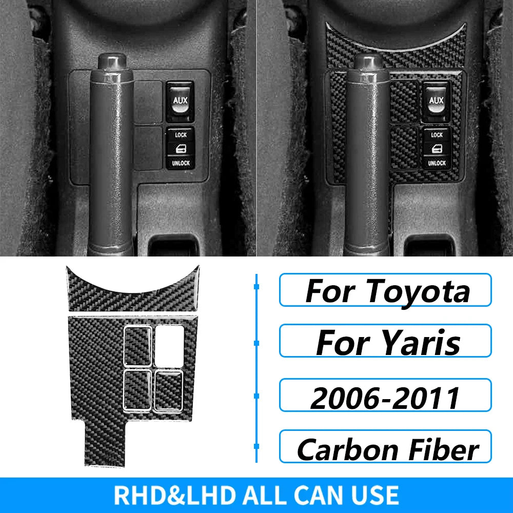 For Toyota Yaris 2006-2011 Carbon Fiber Central Control AC CD Air Outlet Gear Shift Panel Cover Trim Set Car Accessories Sticker