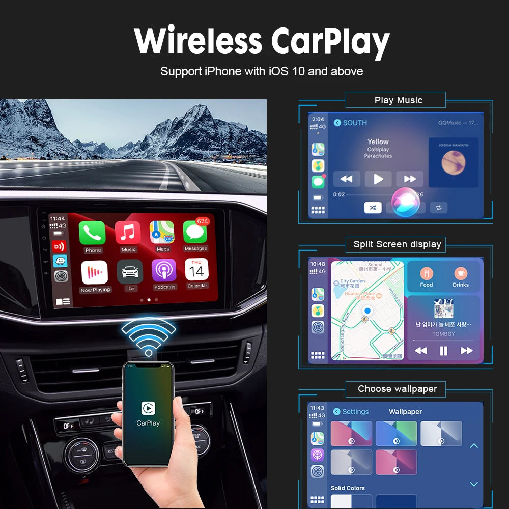CarlinKit Wired & Wireless CarPlay Adapter — USB Android Auto Dongle with MirrorLink Support