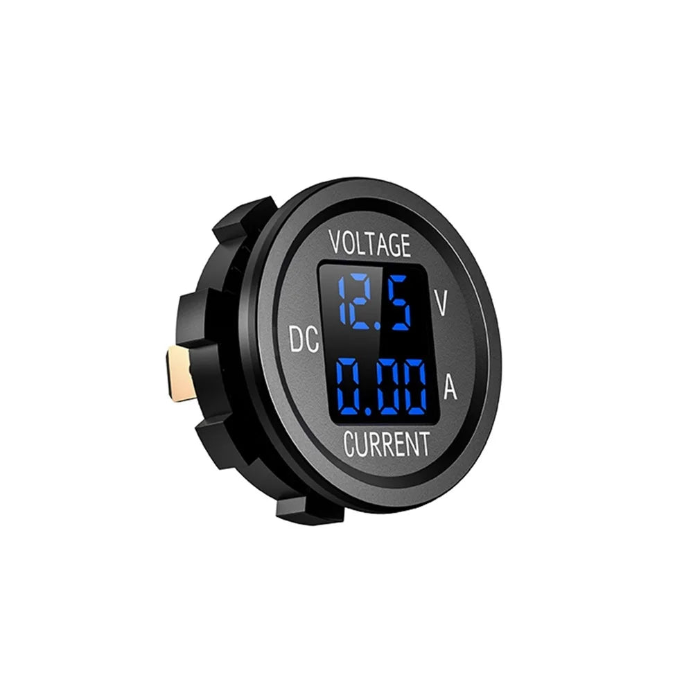 DC 5-48V Car Motorcycle Voltmeter Ammeter Mini Digital Waterproof LED Panel Tester Display Round Volt Meter Gauge For 12V Truck