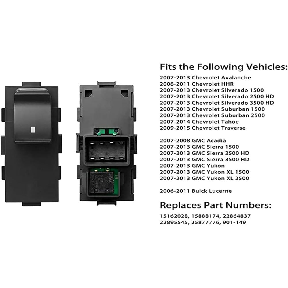 Car Accessories 4pcs Power Window Switch Compatible with Buick Tahoe Chevy Silverado Traverse HHR GMC Sierra 1500 2500HD 3500HD