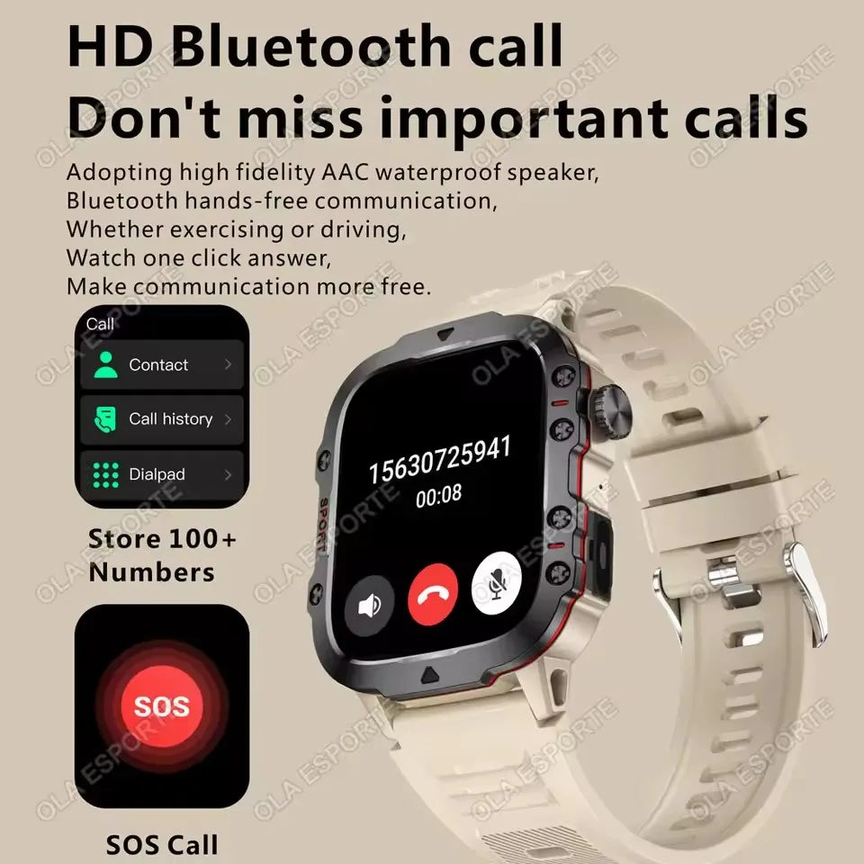 Military-Style Smart Watch — IP67, GPS, Outdoor Fitness Tracker