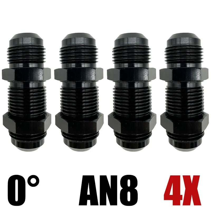 4X 0 Degrees AN3 AN4 AN6 AN8 AN10 AN12 Bulkhead Flare Fitting Union Adapter Fuel Hose Straight Fitting For Tab Rr Wirewall Black