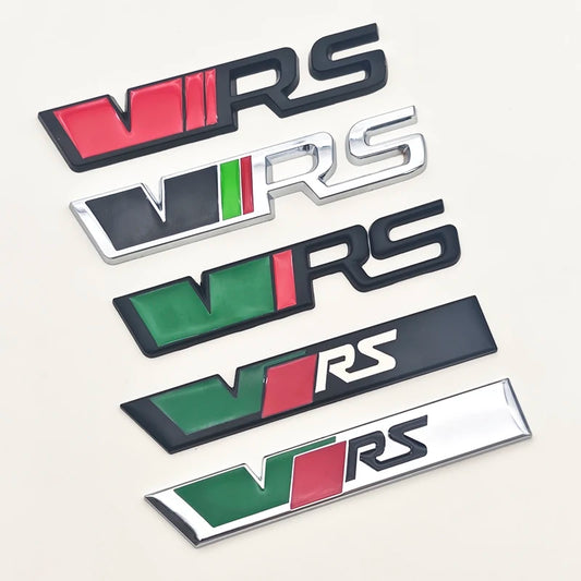 3d Metal RS Logo VRS Car Front Grill Emblem Rear Trunk Badge for Skoda VRS Octavia 1 2 3 Rapid Kodiaq Karoq Fabia Kamiq Superb