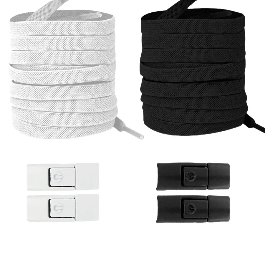 No-Tie Elastic Shoelaces with Press Lock – 8mm Flat Sneaker Laces for Kids & Adults | One Size Fits All Shoes