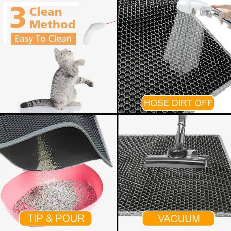 Pet Cat Litter Mat Waterproof Double Layer Cat Litter Trapping Pet Litter Box Mat Clean Pad Products For Cats Accessories