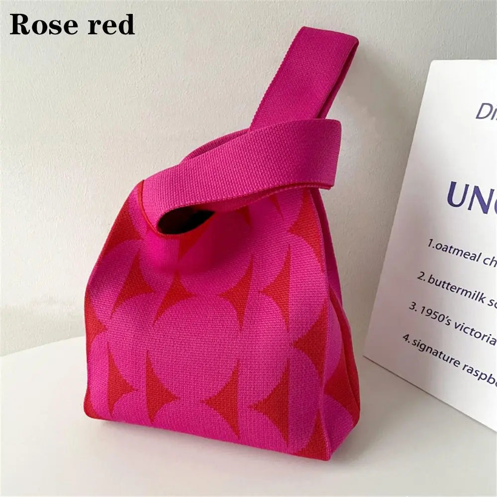 Cat Knit Handbag Fashion Knit Handmade Shopping Bags High-capacity Knot Wrist Bag Girls